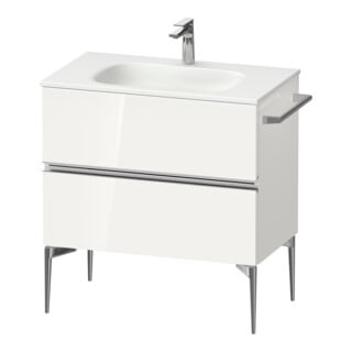 Duravit Meuble sous lavabo mural Sivida 81x59,2x47,7cm, 2 tiroirs, blanc brillant, chrome