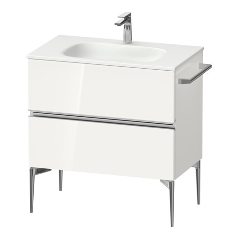 Duravit Meuble sous lavabo mural Sivida 81x59,2x47,7cm, 2 tiroirs, blanc brillant, chrome