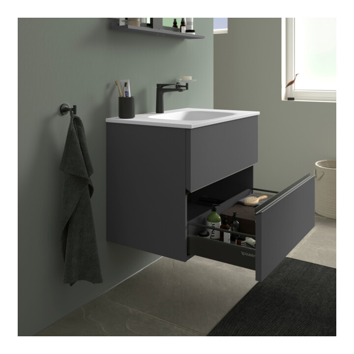 Duravit Meuble sous-lavabo mural Sivida 81x59,2x47,7cm, 2 tiroirs, gris mat, Gr. sw
