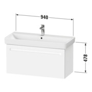 Duravit Meuble sous-lavabo No. 1 94x42,6x47,8cm, blanc mat, 1 tiroir, 1 AZ, suspendu-4