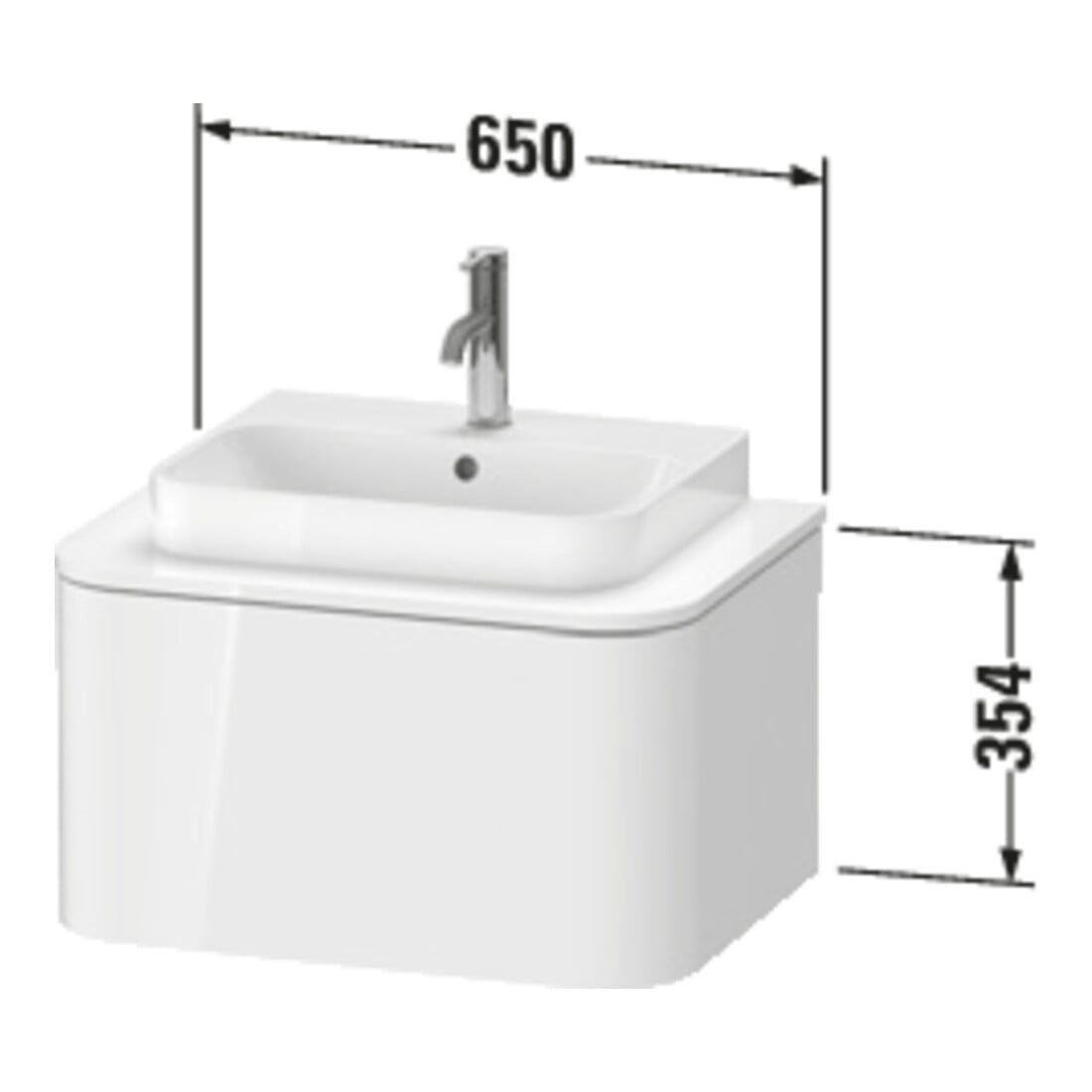 Duravit Meuble sous lavabo o. ES Happy D.2 Plus 35,4x65 cm, 1 tiroir, graphite super mat