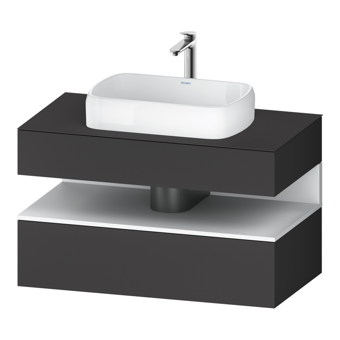 Duravit Meuble sous lavabo Qatego 100x55x60 cm, blanc avec poignée métal, laqué, pour niche
