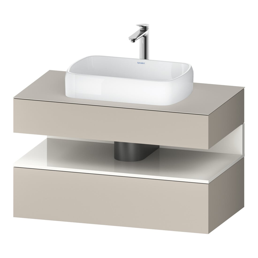 Duravit Meuble sous lavabo Qatego 100x55x60 cm, blanc g/taupe, placard, niche