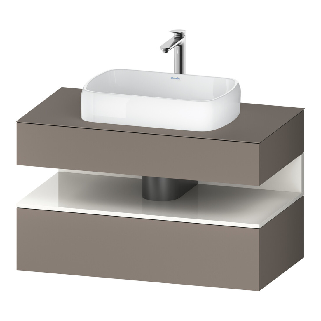 Duravit Meuble sous lavabo Qatego 100x55x60 cm, blanc gris/beige mat, placage, niche