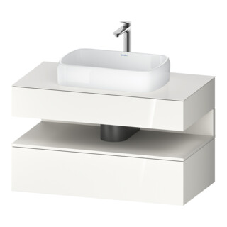 Duravit Meuble sous lavabo Qatego 100x55x60 cm, blanc mat/gris, 1 tiroir