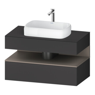 Duravit Meuble sous lavabo Qatego 100x55x60 cm, blanc mat/gris mat, 1 tiroir