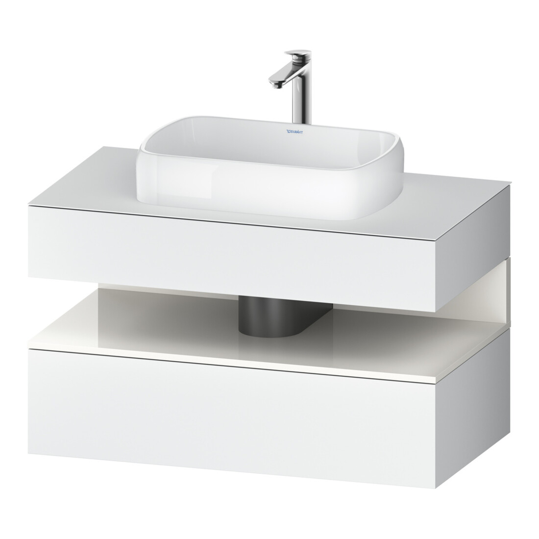 Duravit Meuble sous lavabo Qatego 100x55x60cm, blanc brillant/blanc mat, Pl, niche