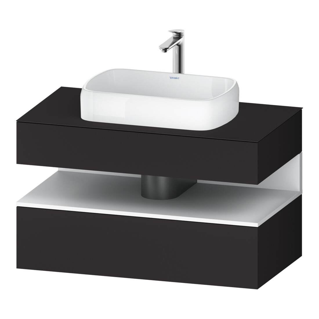 Duravit Meuble sous-lavabo Qatego 100x55x60cm, blanc mat/gris mat, plan, 1 tiroir