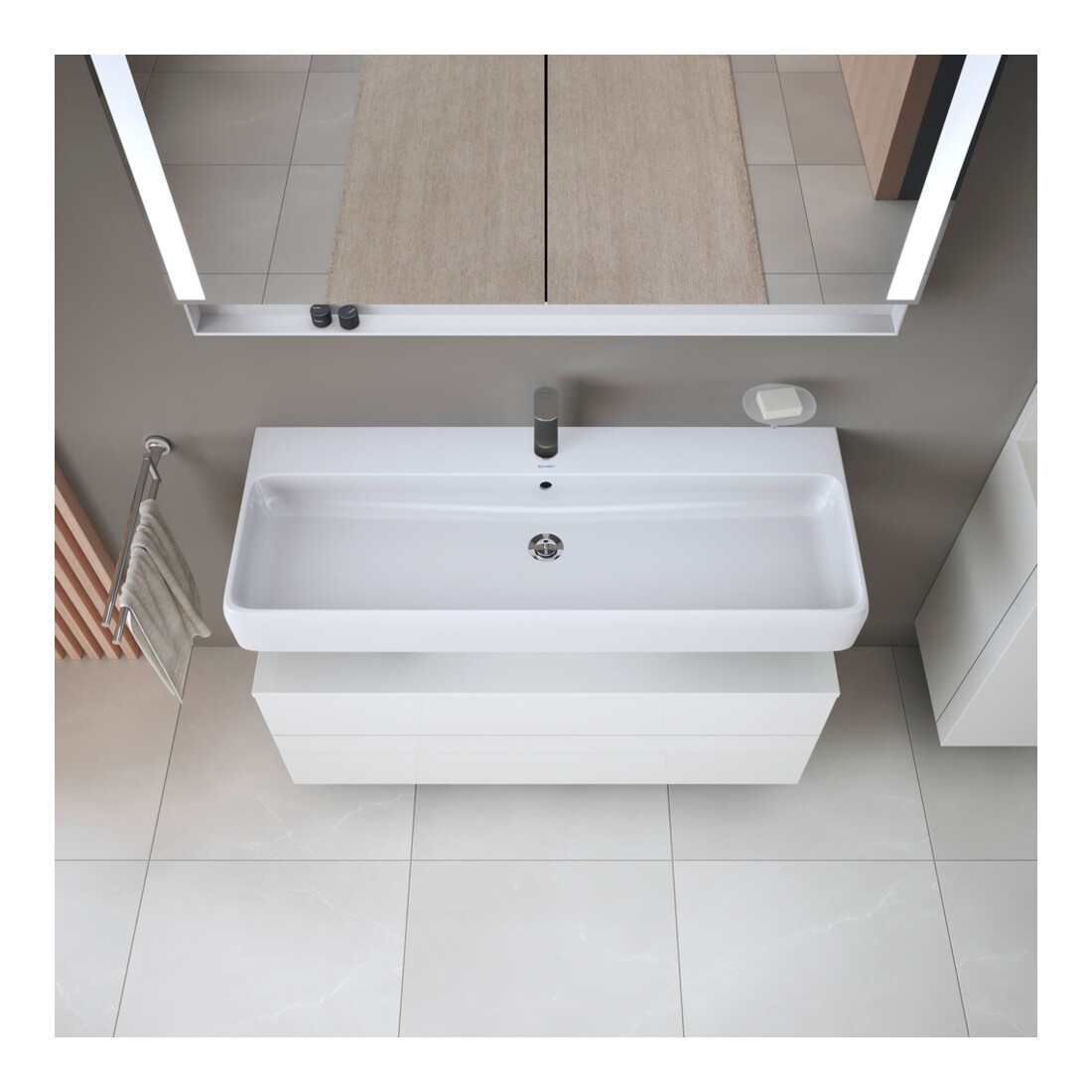 Duravit Meuble sous-lavabo Qatego 119x47x59 cm, blanc, 1 porte, avec niche