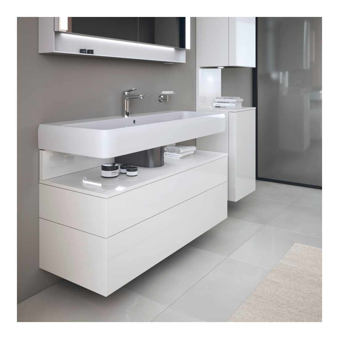 Duravit Meuble sous-lavabo Qatego 119x47x59 cm, blanc, 1 porte, avec niche