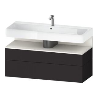 Duravit Meuble sous-lavabo Qatego 119x47x59 cm, blanc avec poignée métal, 1 porte, 1 tiroir