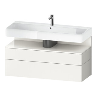 Duravit Meuble sous-lavabo Qatego 119x47x59 cm, blanc brillant/blanc mat, 1 porte, avec poignée B