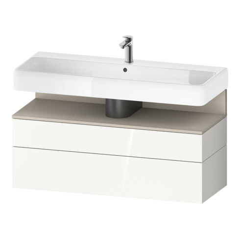 Duravit Meuble sous lavabo Qatego 119x47x59 cm, blanc/gris, 1 porte, avec poignée