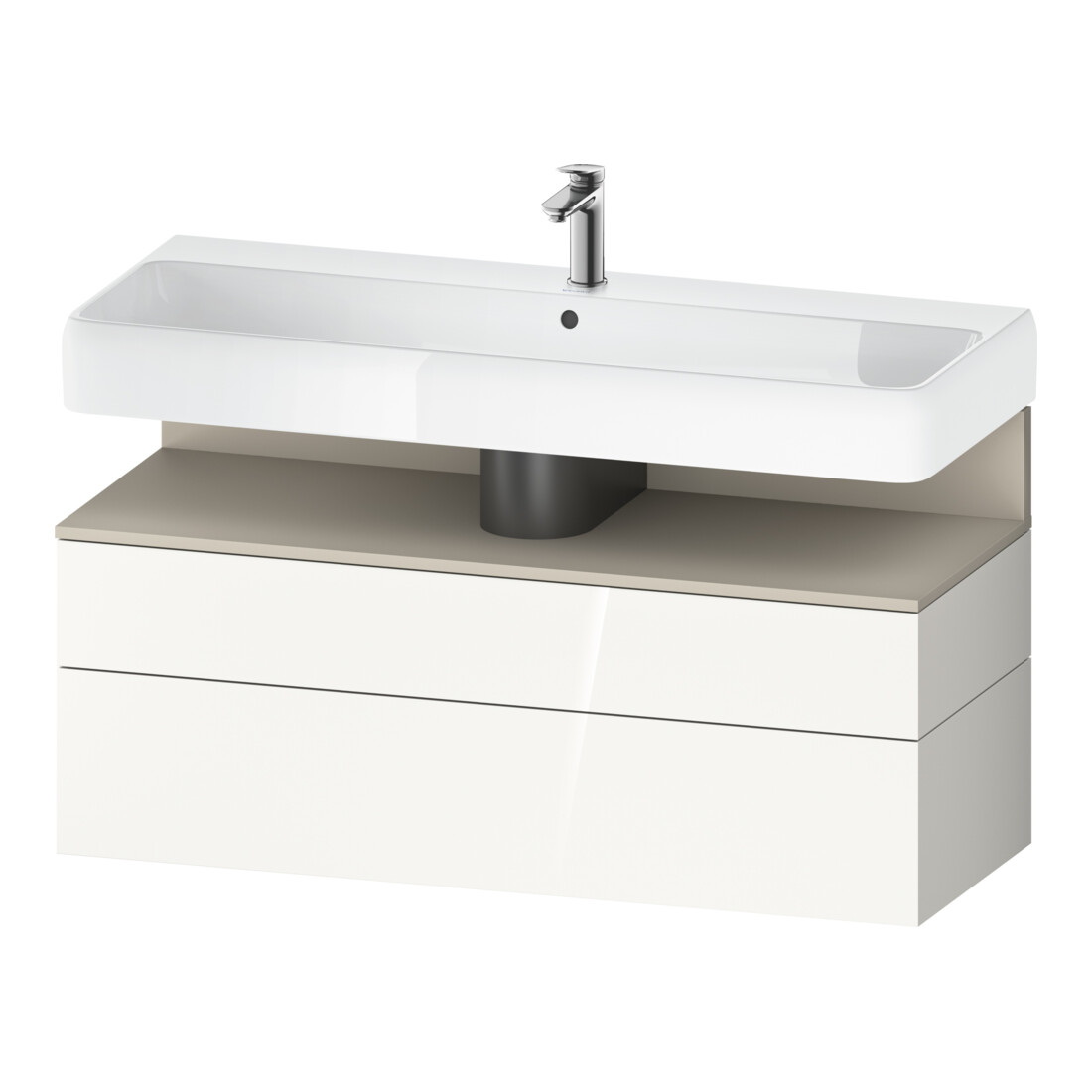 Duravit Meuble sous lavabo Qatego 119x47x59 cm, blanc/gris, 1 porte, avec poignée