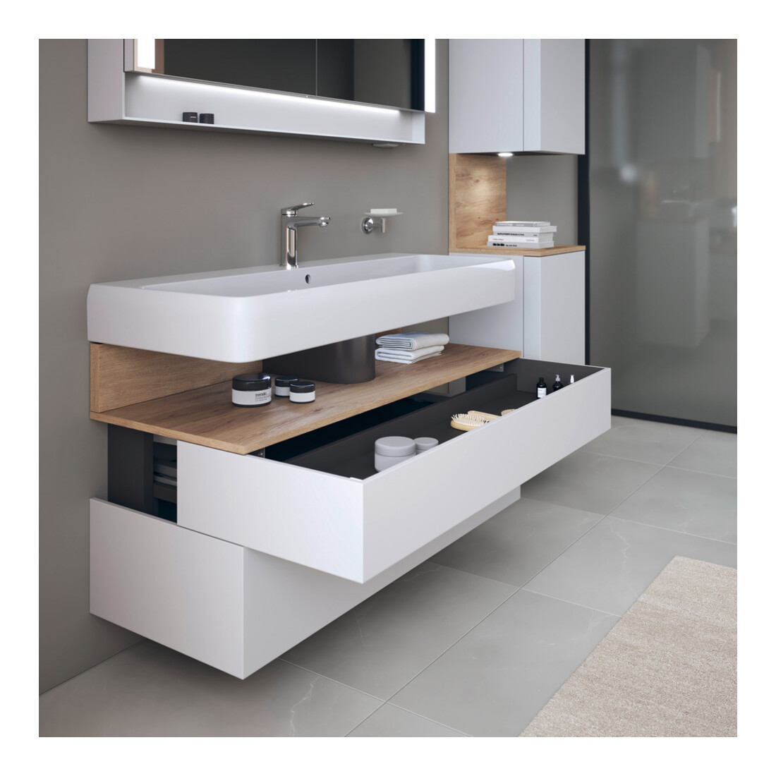 Duravit Meuble sous-lavabo Qatego 119x47x59 cm, blanc mat, 1 porte, avec poignée