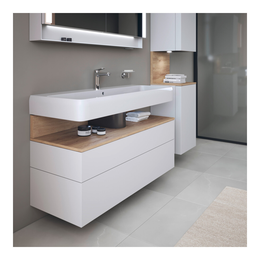 Duravit Meuble sous-lavabo Qatego 119x47x59 cm, blanc mat, 1 porte, avec poignée