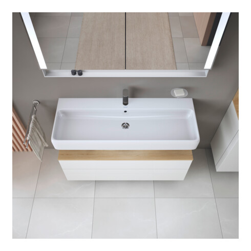Duravit Meuble sous-lavabo Qatego 119x47x59 cm, blanc mat, 1 tiroir, avec poignée