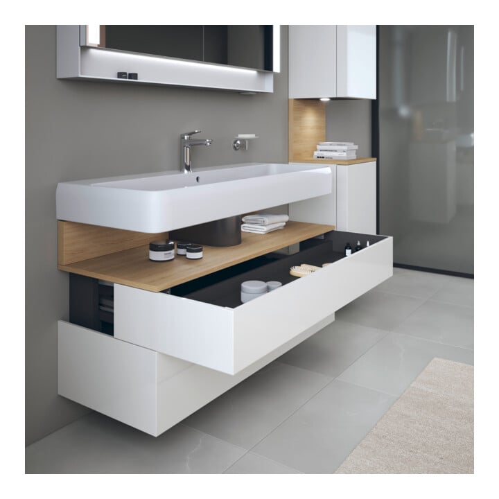 Duravit Meuble sous-lavabo Qatego 119x47x59 cm, blanc mat, 1 tiroir, avec poignée