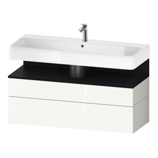 Duravit Meuble sous-lavabo Qatego 119x47x59 cm, blanc mat/blanc brillant, 1 porte, 1 tiroir