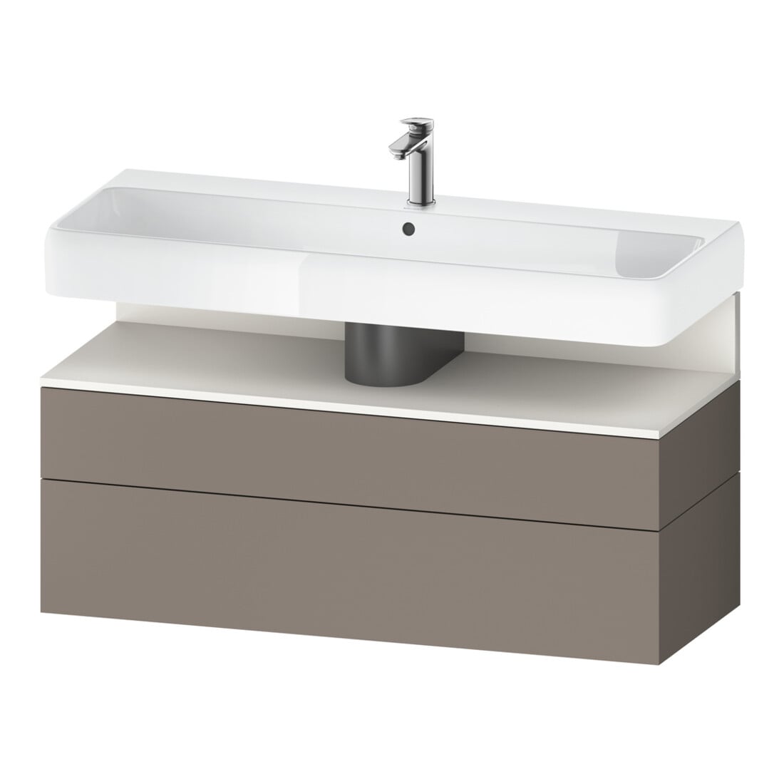 Duravit Meuble sous-lavabo Qatego 119x47x59 cm, blanc mat/bois mat, 1 porte, avec poignée