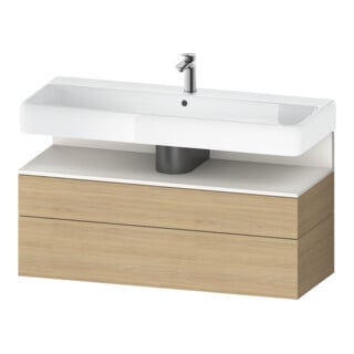 Duravit Meuble sous lavabo Qatego 119x47x59 cm, blanc mat/éclairage, 1 porte, 1 tiroir