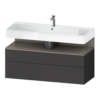Duravit Meuble sous-lavabo Qatego 119x47x59 cm, blanc mat/Gris mat, 1 porte, 1 tiroir