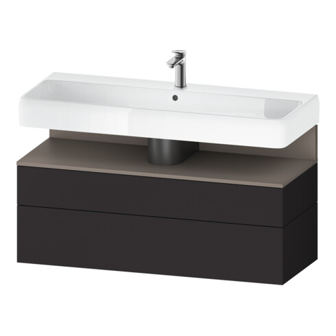 Duravit Meuble sous lavabo Qatego 119x47x59 cm, blanc mat/gris mat, 1 porte, avec poignée