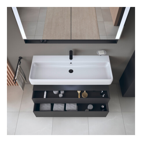 Duravit Meuble sous lavabo Qatego 119x47x59 cm, gris, 1 porte, avec niche
