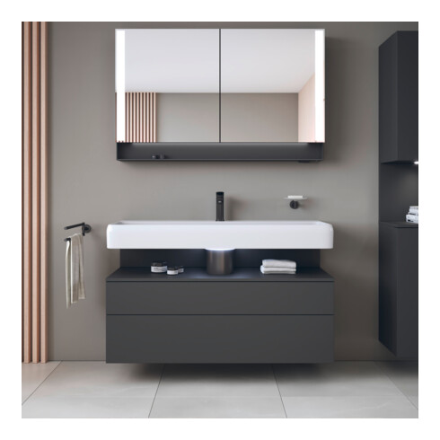 Duravit Meuble sous lavabo Qatego 119x47x59 cm, gris, 1 porte, avec niche