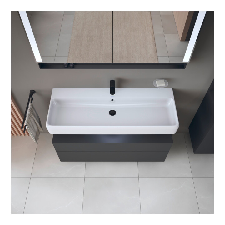 Duravit Meuble sous lavabo Qatego 119x47x59 cm, gris, 1 porte, avec niche