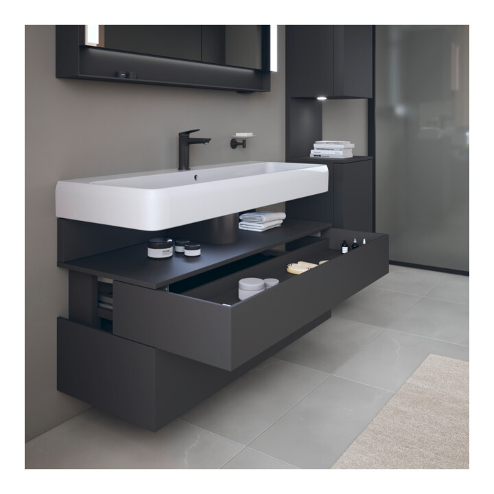 Duravit Meuble sous lavabo Qatego 119x47x59 cm, gris, 1 porte, avec niche