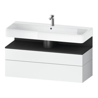 Duravit Meuble sous-lavabo Qatego 119x47x59 cm, gris mat/blanc mat, 1 porte, 1 tiroir