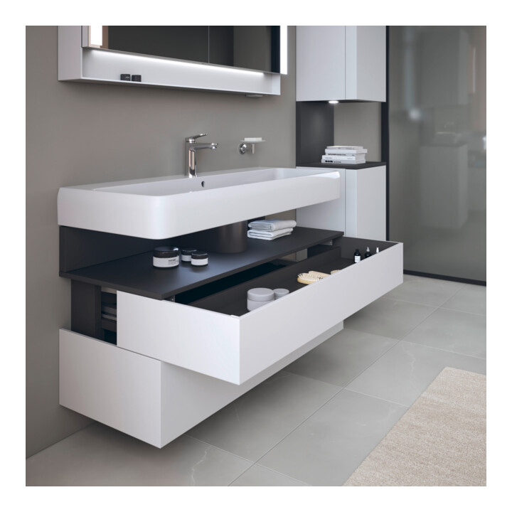 Duravit Meuble sous lavabo Qatego 119x47x59 cm, gris mat/blanc mat, 1 porte, avec poignée