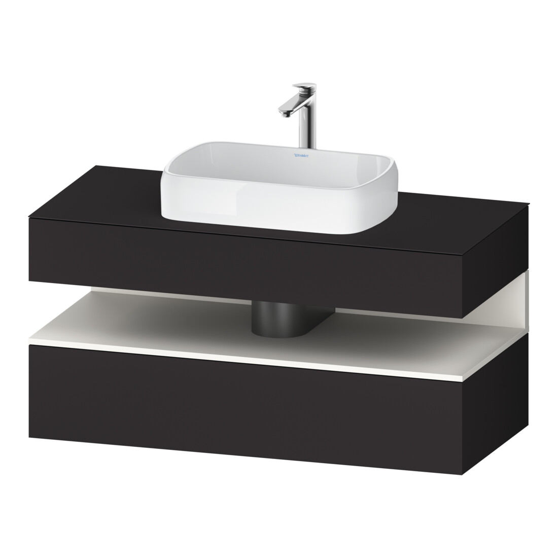 Duravit Meuble sous lavabo Qatego 120x55x60 cm, blanc avec poignée, plan, niche