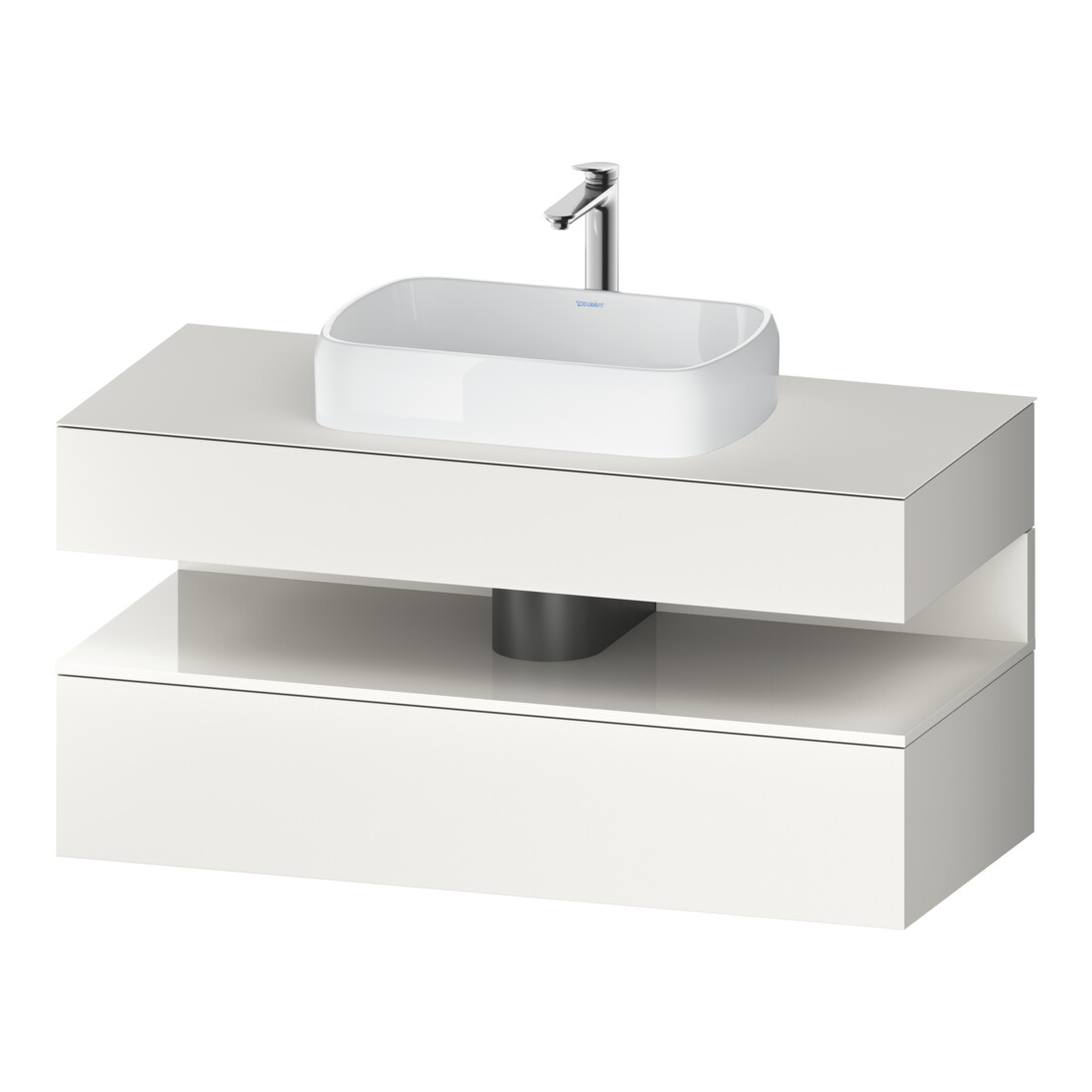 Duravit Meuble sous lavabo Qatego 120x55x60 cm, blanc brillant/blanc mat, Pl, pour niche