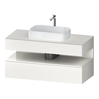 Duravit Meuble sous lavabo Qatego 120x55x60 cm, blanc brillant/blanc mat, placage, 1 porte