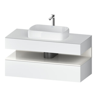 Duravit Meuble sous lavabo Qatego 120x55x60 cm, blanc brillant/bois, 1 porte