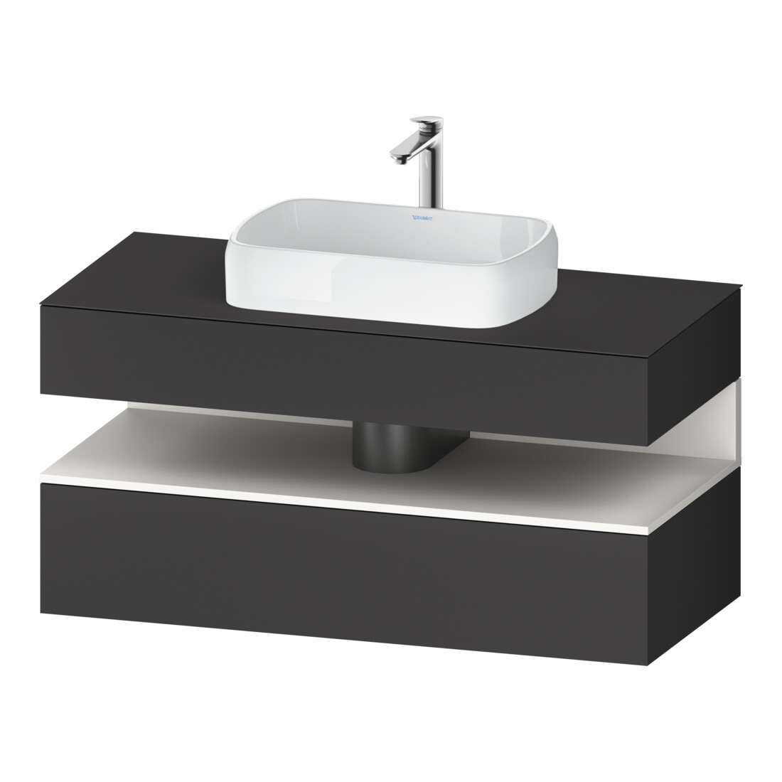 Duravit Meuble sous-lavabo Qatego 120x55x60 cm, blanc mat/gris mat, laqué, pour niche