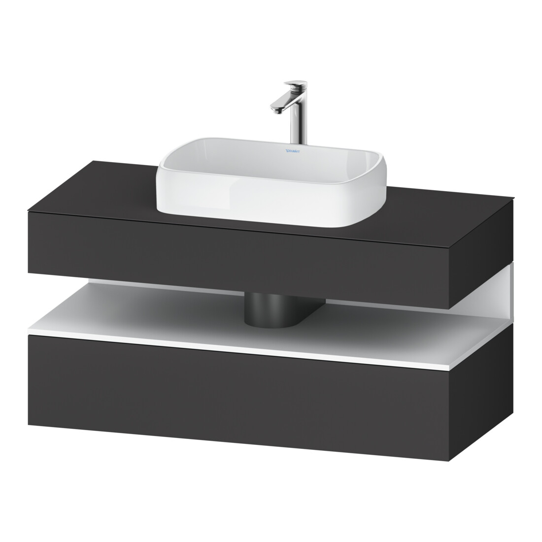 Duravit Meuble sous lavabo Qatego 120x55x60 cm, blanc mat/gris mat, plan, niches