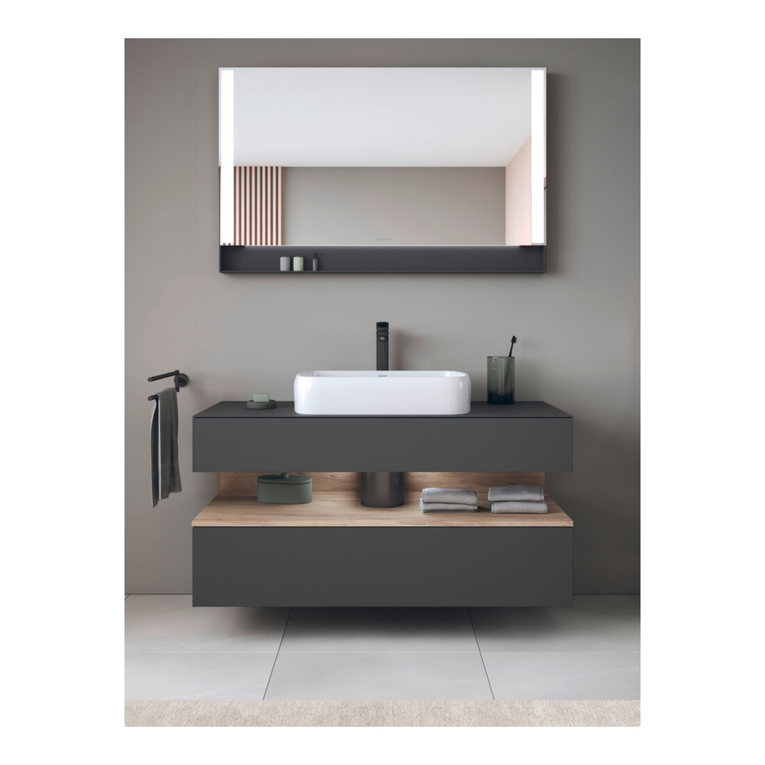 Duravit Meuble sous-lavabo Qatego 120x55x60 cm, E Ma/Gris m, Pl, niches
