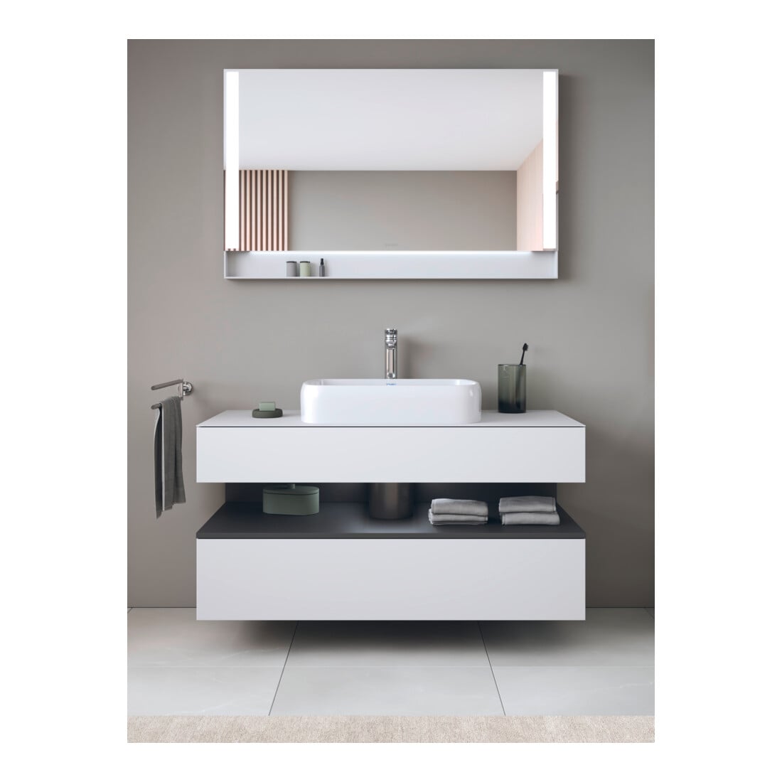 Duravit Meuble sous-lavabo Qatego 120x55x60 cm, gris/ blanc, Pl, pour niche