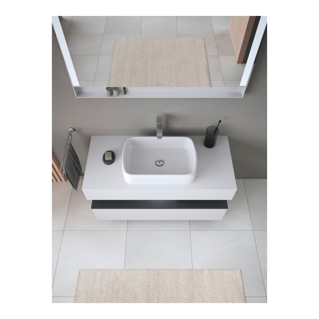 Duravit Meuble sous-lavabo Qatego 120x55x60 cm, gris/ blanc, Pl, pour niche