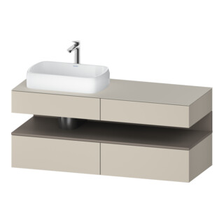 Duravit Meuble sous-lavabo Qatego 140x55x60 cm, avec porte et tiroir, Pl, lavabo gauche