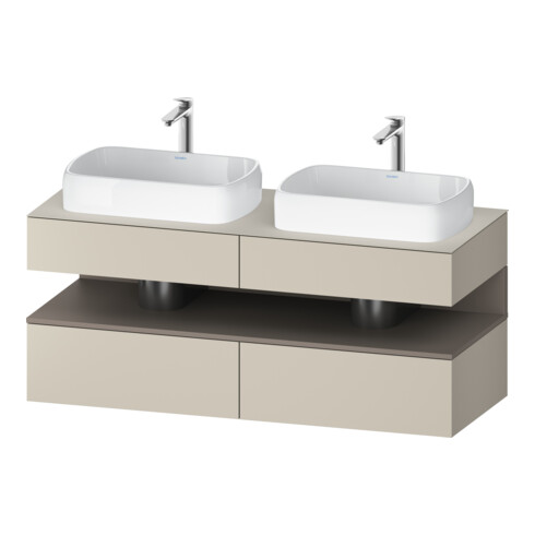 Duravit Meuble sous-lavabo Qatego 140x55x60 cm, avec portes, placage, évier double face