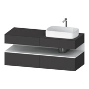 Duravit Meuble sous-lavabo Qatego 140x55x60 cm, blanc avec porte miroir, placage, rainuré, pour niche-1