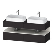 Duravit Meuble sous lavabo Qatego 140x55x60 cm, blanc, avec porte, plan, poignée, miroir