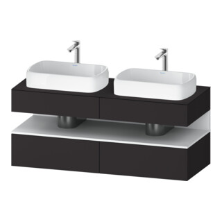 Duravit Meuble sous-lavabo Qatego 140x55x60 cm, blanc, avec tiroirs, plan, évier double face