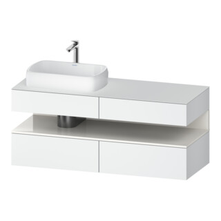 Duravit Meuble sous-lavabo Qatego 140x55x60 cm, blanc brillant/bois m, gauche