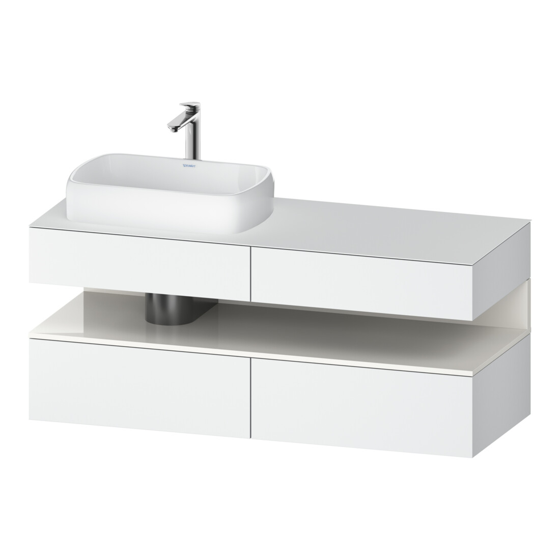 Duravit Meuble sous-lavabo Qatego 140x55x60 cm, blanc brillant/bois m, gauche