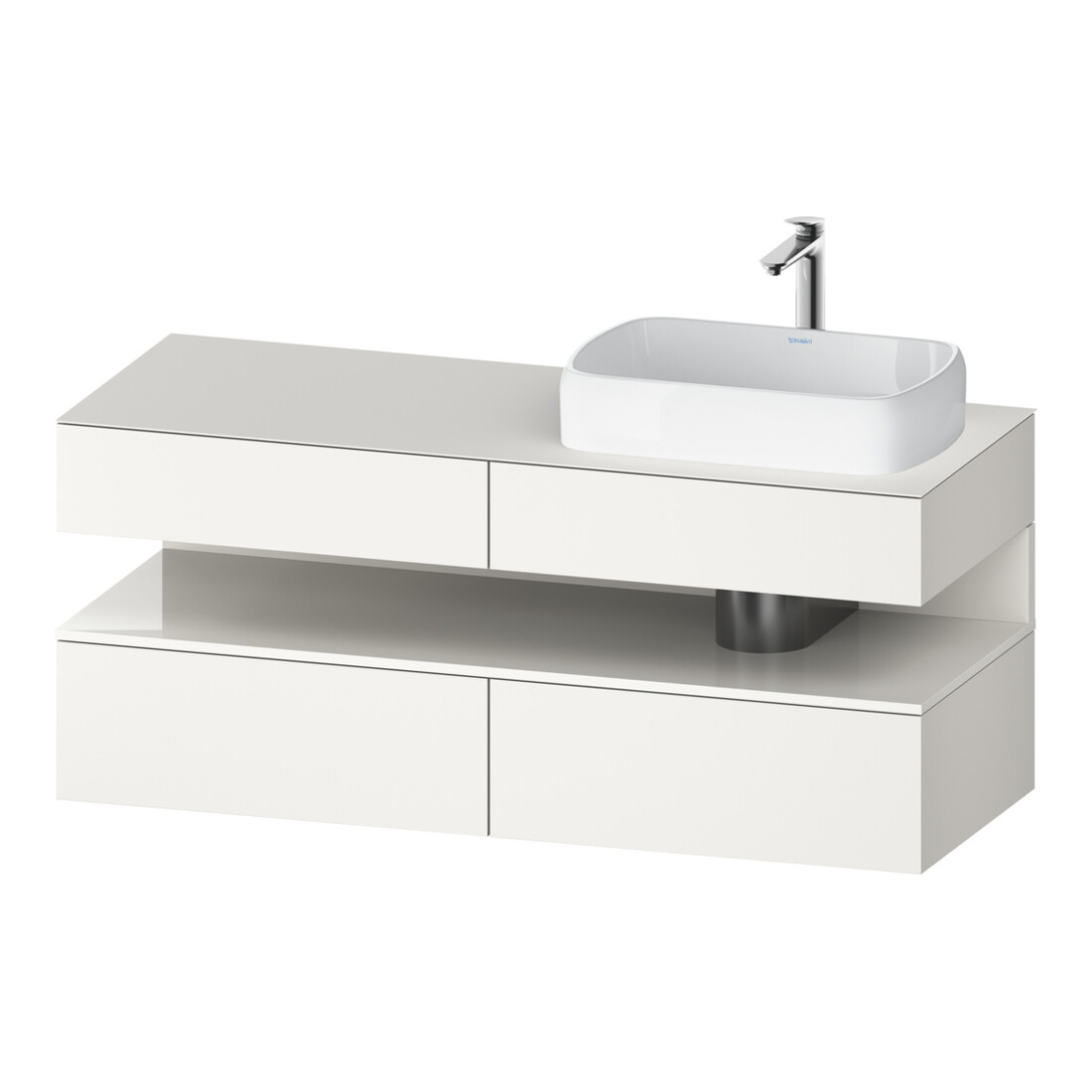 Duravit Meuble sous lavabo Qatego 140x55x60 cm, blanc brillant/bois, Pl, B r, B